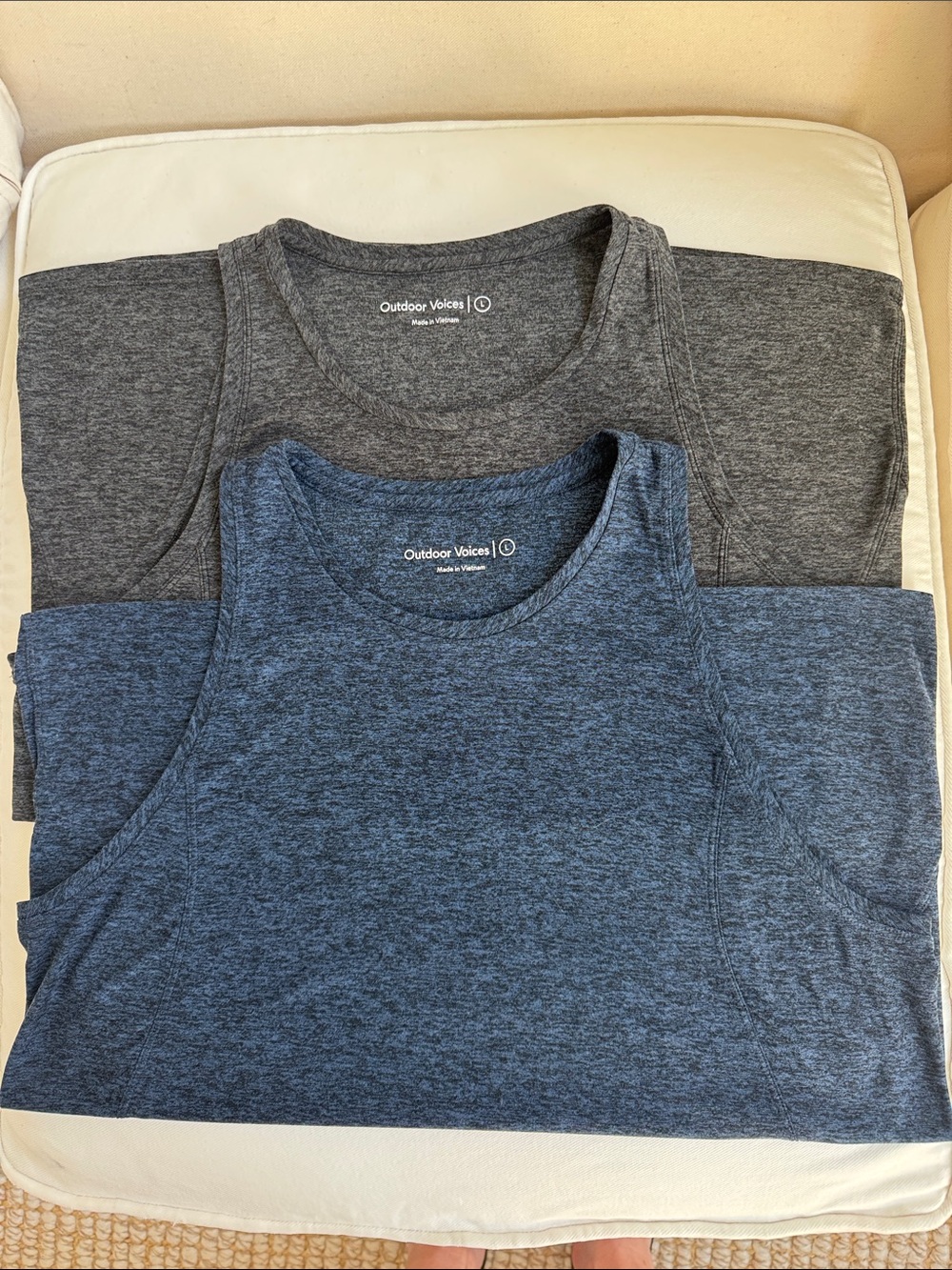 Outdoor Voices Blue & Gray Cloud Knit Tank Bundle Size L